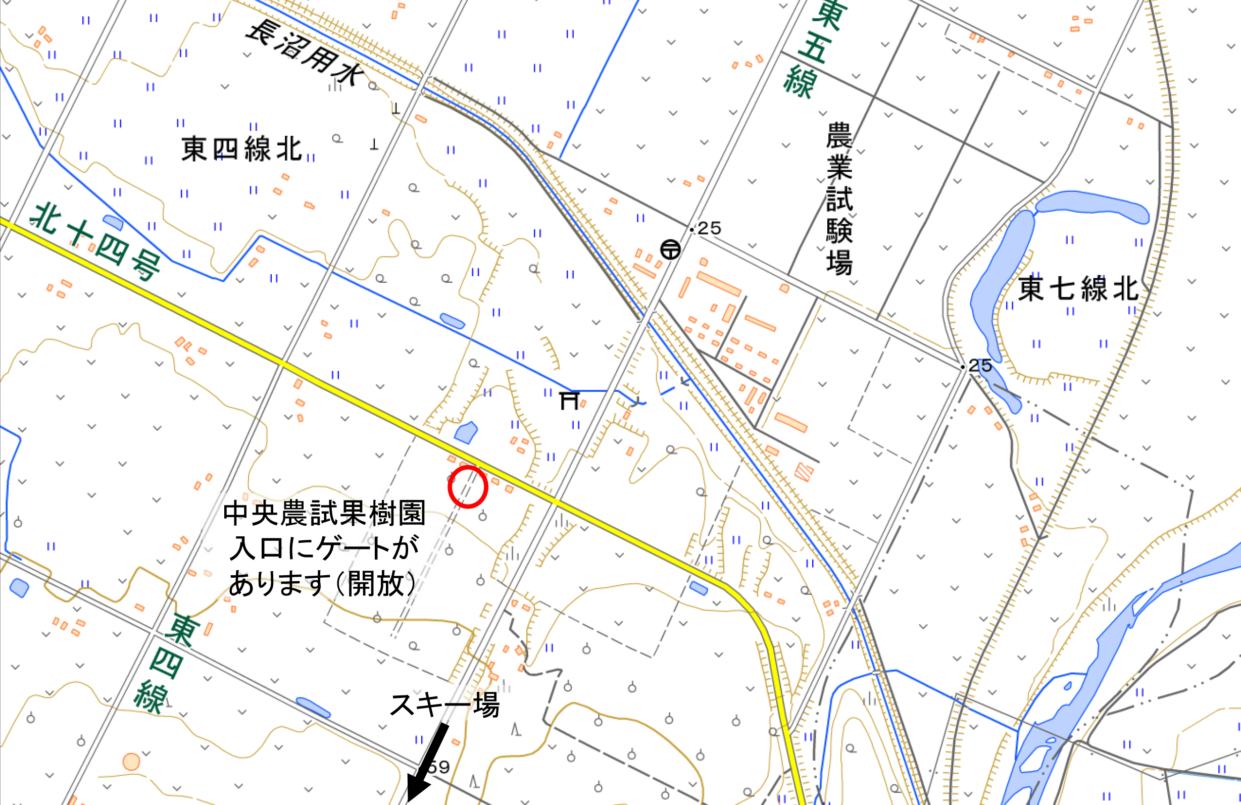 道総研中央農業試験場　果樹園所在地図